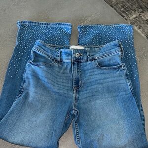 abercrombie kids Blue Jeans with Rhinestone Hem